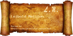 Leibold Meliton névjegykártya